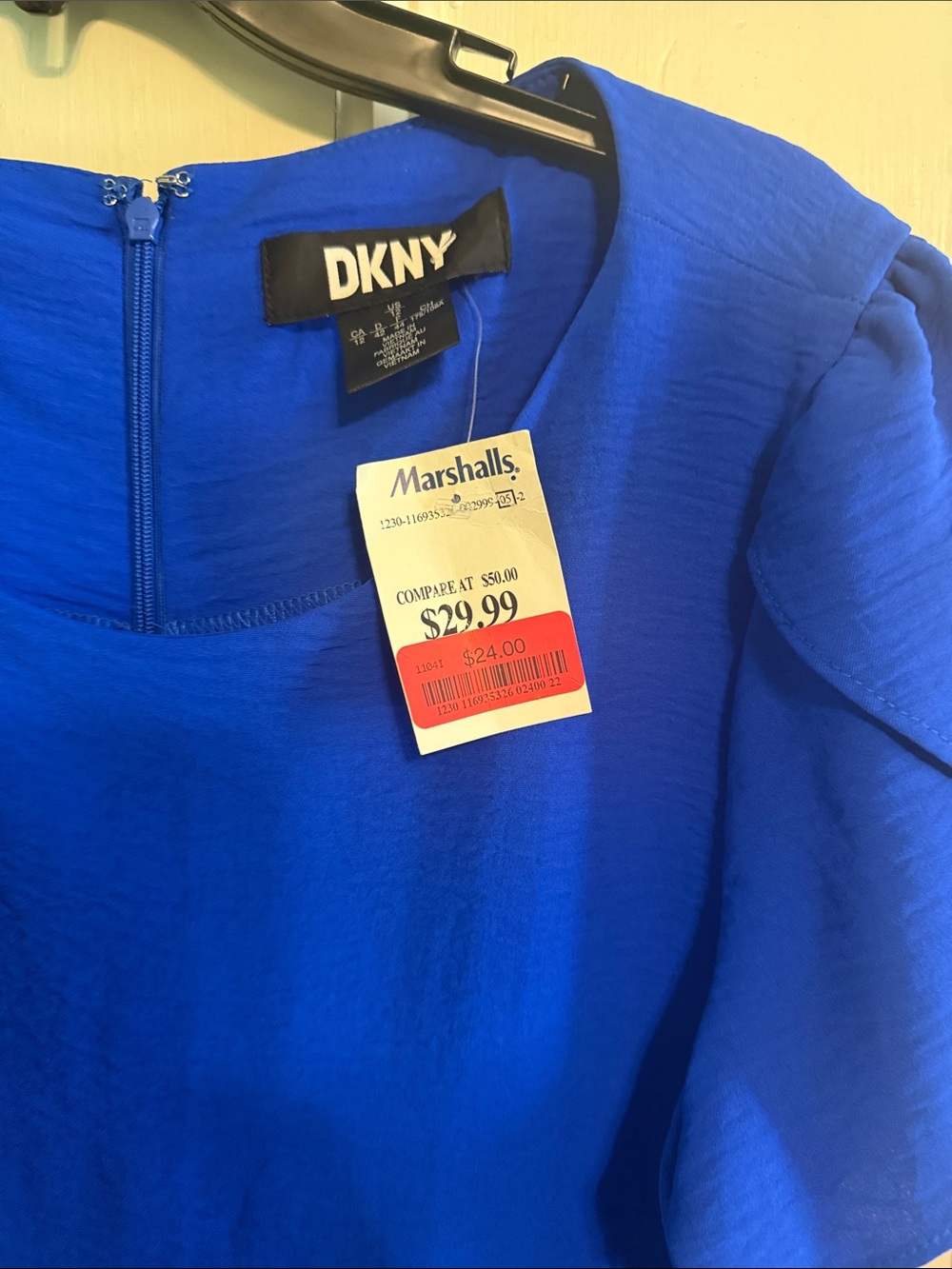 DKNY Cobalt Blue Ruffle-Hem Midi Dress - Picture 2 of 3
